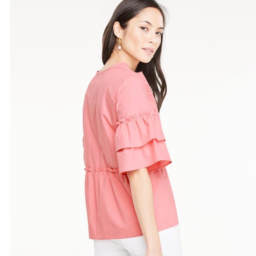 Nwt ANN TAYLOR Poplin Ruffle Top - Picture 2 of 8